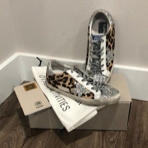 Golden Goose (GGDB)Glitter & leopard pony hair Superstar sneaker Size 38 (8 US)